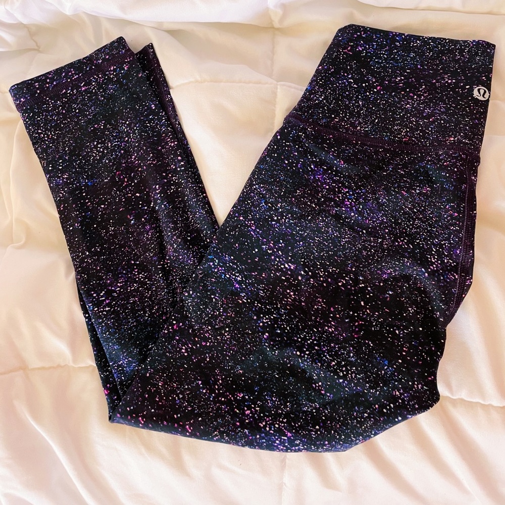 Purple Speckle Wunder Under Crop Leggings